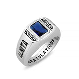 Oseew Men Class Ring Birthstone Customized High School Ring (White Gold)