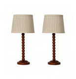 Walnut colorWood Base Table lamp,8x8x18 inch Country Style Desk lamp,Modern Pleated lampshade Suitable for bedrooms and Offices Pack of 2 (Bulbs Not Included)