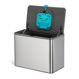 Home Zone Living Kitchen Compost Bin with CleanAura, Stainless Steel, Small and Compact Design, Includes Placement Attachments, 5 Liter Capacity, Silver