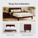 Nectar Bamboo Platform Bed Frame - Queen - Walnut - Floating Center Support Legs - 12” Height - Easy Tool Free Set Up - Contemporary and Durable - Sturdy Wooden Support Slats - Holds Up to 800 Pounds