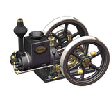 MechPuConToy Hit and Miss Engine Kit That Runs, HM-01 7cc 4-Stroke Horizontal Stationary Engine Model with High/Low Speed Gear Lever (KIT Version/Black)