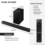 Samsung B-Series Soundbar HW-B630F 3.1 ch DTS Virtual:X Soundbar with Subwoofer (2025 Model) One Remote Control, Voice Enhance Mode, Adaptive Sound