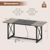Giantex 6FT Conference Table with Power Outlets, Large Rectangle Meeting Table for 6-8 People
