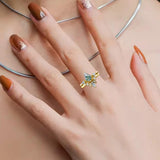Customized Moss Agate Engagement Ring set Engraving Text Moss Agate Wedding Ring Set Gold For birthday Promise ring Chirstomas (white gold)