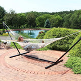 Sunnydaze Cotton Rope Hammock for Outside - 450-Pound Capacity Indoor or Outdoor Hammock with Spreader Bars - Natural