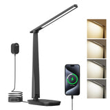 Honeywell LED Desk Lamp for Home Office, Eye-Caring Light with 4 Color Modes & Touch Control, USB A+C Charging Ports, Adjustable Rotating Head with Timer for Reading, Bedroom & Small Desks
