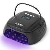 Purtato 126W Cordless Rechargeable UV LED Nail Lamp with Large Space, Handle and Foot Rest, Fast Curing Gel Nail Dryer with 4 Timers for Salon and Home (Matte Black)
