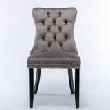 MOOLSUN Velvet Dining Chairs Set of 8, High Back Side Chairs, Modern Padded High-End Tufted Upholstered Chairs with Button-Tufted Back & Rear Pull Tabs, Solid Wood Legs E-Gray(Solid Wood Legs)