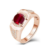 Oseew Gold Mens Created Ruby Ring for Men Sterling Silver/ 10k/14k/18k Gold Created Mens Ruby Gemstone Rings Customized 2-6 Carat Men's Ruby Ring Engagement Ring Promise Ring For him