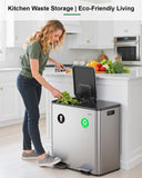Lovewind 2×11.5 Gallon Dual Trash Can, Stainless Steel Dual Garbage and Recycling Can with Foot Pedal, 90° Stay-Open Lid