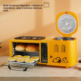 4-in-1 Multifunctional Breakfast Station, Electric Toaster Oven with Rice Cooker, Hot Pot, Sandwich Maker, Digital Controls,Compact Kitchen Appliance (Yellow)