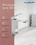 KUZOR Bathroom Faucets Stainless Steel, 5-Minutes Installation, Single Hole Sink Faucet for Bathroom/Vanity/Rv - 4.33 in Spout High - Chrome