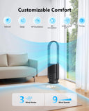 U ULTTY Bladeless Tower Fan and Air Purifier in one, Quiet Tower Fan with Remote, Touch, 9 Speeds, 8H Timer, HEPA Filter 99.97%, 90° Oscillation Fans, Floor Fans Powerful for Home Office Room, Black