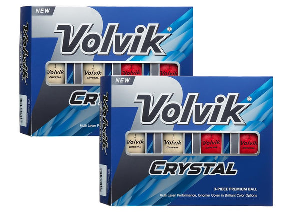 Volvik Crystal 3-Piece Premium Color Golf Balls 2 Dozen (24 Balls) - Mixed Color (White, Red) AMBA7