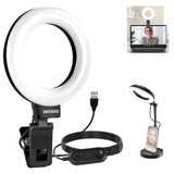 NEEWER BASICS Black BR60 5" LED Desktop Ring Light with Stand Monitor Clamp