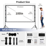 Projector Screen with Stand, Wootfairy 100 inch Foldable and Portable Projection Screen 16:9 4K HD Rear Front Wrinkle-Free wootfairy