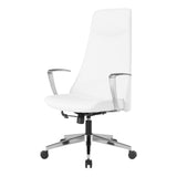 Office Star Antimicrobial Vinyl Adjustable High Back Office Desk Chair with Fixed Padded Aluminum Arms and Chrome Base, Dillon Snow