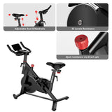 DeerRun Exercise Bike, Indoor Cycling Bike with Adjustable Magnetic Resistance, Low-Noise Belt Drive Stationary Bike for Home Cardio, 300 lb Capacity, Device Mount & LCD Monitor