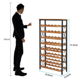 48 Bottles Floor Wine Rack with Wood Top, Freestanding Wine Bottle Organizer Shelf | 25.2''L x 10.7''W x 47.2''H Sonyabecca