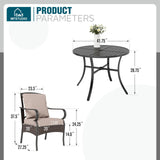 MFSTUDIO 5-Piece Patio Dining Set, 42" Round Metal Table, Rattan Chairs