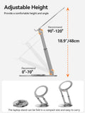 Anifrim Telescopic Laptop Stand with 360° Rotation, Adjustable Height & Tilt Swivel Laptop Riser, Ergonomic Standing Desk Converter for 10-17" MacBook Pro/Air, Dell, HP – Supports up to 22lbs (Silver)