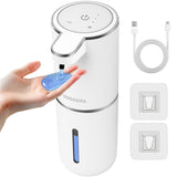 DONASIRA Automatic Liquid Soap Dispenser Touchless, USB Rechargeable Hand Soap Dispenser, 4 Adjustable Volume Levels, IPX5 Waterproof, 12.8oz/380ml Wall Mounted for Bathroom Kitchen Countertop, White