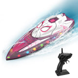 Fullware Spider Hero RC Boat, 2.4GHz Remote Control Boat with LED Lights for Kids, Pool Toy with 2 Rechargeable Batteries, Spray Function, and Low Battery Alarm for Boys & Girls (Spider Girl)