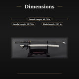 White Dancing Crane Katana, 1045 Steel Hand Forged Full Tang Sword