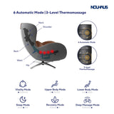 Nouhaus Classic Massage Chair with Ottoman – Caramel Leather Recliner with Percussive Shiatsu Massager, Built-in Speaker & Full Body Spot Massage – Ultimate Comfort for Home & Office
