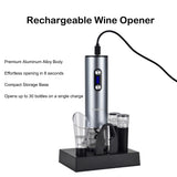 Yomety Electric Wine Opener With Base, Rechargeable Bottle Opener With 2-in-1 Aerator & Pourer, Foil Cutter, 2 Stoppers - Accessories Gifts for Wine Lovers