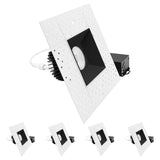 LUXRITE 4 Inch LED Recessed Trimless Spotlight with Black Interlocking Trim, Twist N' Lock, 5CCT 2700K-5000K, 15W, 1000LM, CRI90, 38°, Dimmable, IC Rated, Wet Rated, ETL, White + Black (4 Pack)