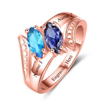 Oseew Personalized 14k yellow gold 2 birthstone rings mothers ring 2 birthstones real rose gold personalized mothers ring 2 birthstones 14k rose gold