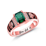 Oseew 2027 Men Gold Graduation Class Ring High School (Rose Gold)
