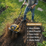 Mellif 40V Cordless Garden Tiller/Cultivator Compatible with Dewalt 20v Max Battery (Tool Bare) 14.2'' Width 8.7'' Depth 16 Steel Tines