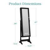 Best Choice Products Freestanding Jewelry Armoire Cabinet, Full Length Standing Mirror, Lockable Makeup Storage Organizer, w/Velvet Lining, 3 Angles, Lock, Accessory Pouch, 5 Shelves - Black