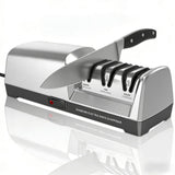 Electric Knife Sharpener 3 Stage, With 100% Diamond Abrasives and 15° Precision Angle Guides, Knife Sharpener Electric for all Kitchen Knives, Super Quiet Sharpenning and Polishing, Silver