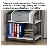 3-Tier Rolling Printer Stand with Storage Shelves - Adjustable Height Mobile Desk for Home Office, Space-Saving Design, Easy to Assemble, Versatile Use