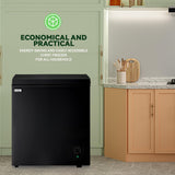 WANAI Chest Freezer 5.0 Cu.Ft Large Deep Freezers Freestanding Top Open 7 Temp Control Low Noise with Removable Basket for Dorm Apartment Home Kitchen Black