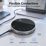 AiooTisu Bluetooth Conference Speaker and Microphone, Bluetooth Speakerphone for Small Meeting Room，Wireless Conference Speaker 360°Voice Pick up with Noise Cancellation Mics for Computer/Laptop