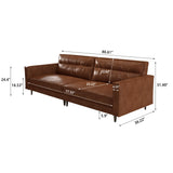 NessCarsti Morden Faux Leather Sofa, 86.6" Brown Mid Century Cloud Couch