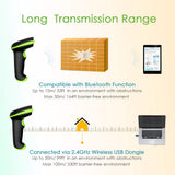 NADAMOO 2D Wireless Barcode Scanner with Stand, Compatible with Bluetooth & 2.4G Wireless & Wired Connection, Cordless QR Code Scanner USB Image Bar Code Reader for Computer Tablet iPhone iPad Android