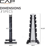 CAP 210 LB Coated Hex Dumbbell Weight Set with Comfort Grip and with Vertical Silver Rack