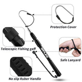SANLIKE Telescopic Fish Gaff with Stainless Sea Fishing Spear Hook Tackle, Soft Rubber Handle Aluminium Alloy Pole for Saltwater Offshore Ice Tool