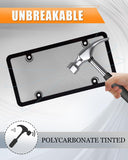 License Plate Holder & Frames, 2 Pack License Plate Protector, ABS Car Front/Rear License Plate Frame with Screws Caps, Fit Any Standard US Plates（Grey）