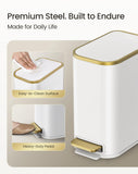 Cesun Small Bathroom Trash Can with Lid Soft Close, 5 Liter/1.3 Gallon Stainless Steel Garbage Can with Removable Inner Bucket, Step Pedal