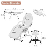 LOUVIXA Tattoo Chair, Adjustable Facial Chair 73 Inch Salon Bed with Hydraulic Stool for Professional Massage Beauty Spa (White)