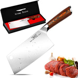 Aroma House Cleaver Knife Ultra Sharp Meat Cleaver 7 inch Butcher Knife. High Carbon German Stainless Steel Chef Knives for Kitchen and Restaurant
