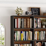 HOSTACK 71" Tall Triple Wide Bookshelf with Storage Drawers & Doors, Brown