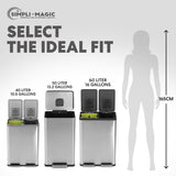 50 Liter / 13.2 Gallon Soft-Close, Smudge Resistant Trash Can with Foot Pedal and Built in Filter