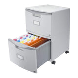 Storex Plastic Two-Drawer File Cabinet – Locking Document Organizer with Casters for Home and Office